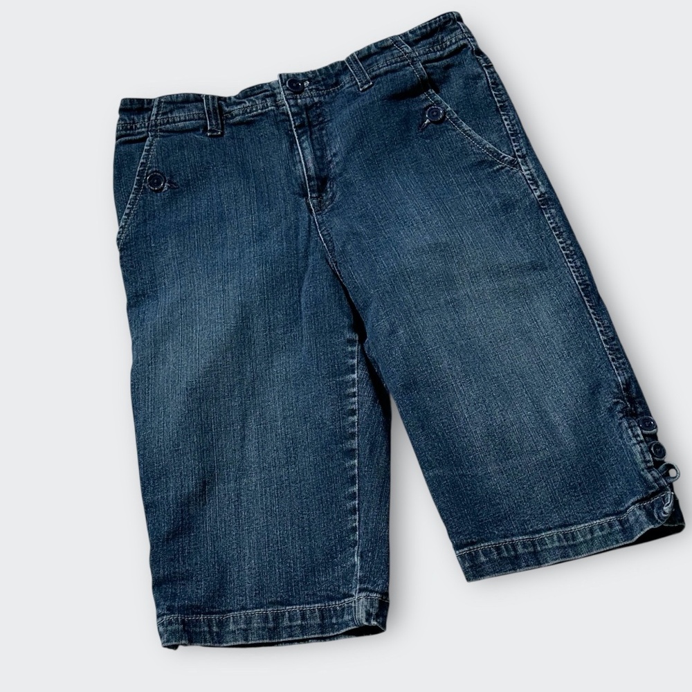 GLORIA VANDERBILT Women Capri Jeans Stretch Denim Mid Rise Buttons Casual 10